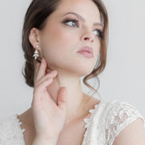 Leaf Drops Bridesmaids Jewelry on Custom Pouch