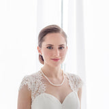 Freshwater Pearl Jewelry Set – Classic Pearl Necklace and Stud Earrings Bridal Set Sterling Silver