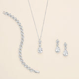 Dangle Drop Bridal Jewelry Set – CZ Teardrop Necklace & Earrings Set