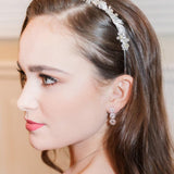Ansley Triple Earrings – CZ Round Bridal Earrings, Triple Halo Wedding Drop Earrings