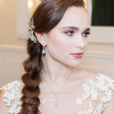 Dangle Drop Bridal Jewelry Set – CZ Teardrop Necklace & Earrings Set