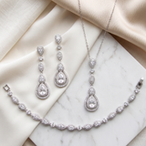 Aimee Jewelry Set – Open Teardrop CZ Bridal Necklace and Earrings Set