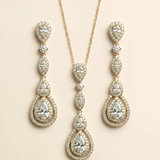Aimee Jewelry Set – Open Teardrop CZ Bridal Necklace and Earrings Set