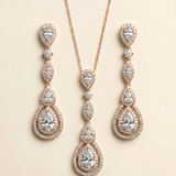 Aimee Jewelry Set – Open Teardrop CZ Bridal Necklace and Earrings Set