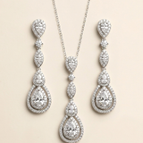Aimee Jewelry Set – Open Teardrop CZ Bridal Necklace and Earrings Set