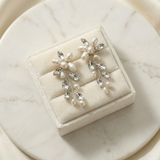 Amelia Freshwater Pearl & Crystal Bridal Earrings - Silver Wedding Earrings