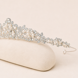Amelie Pearl & Crystal Tiara – Bridal Tiara Wedding Crown Pearl Crystal Headpiece
