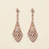 Anabella Art Deco Bridal Earrings – Long Cubic Zirconia Wedding Dangle Earrings