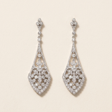 Anabella Art Deco Bridal Earrings – Long Cubic Zirconia Wedding Dangle Earrings