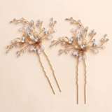 Anna Bridal Hair Pins Set of 2 – Crystal Floral Wedding Hair Pins Silver Bridal Hair Accessories