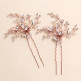 Anna Rose Gold Crystal Hair Pin Set of 2