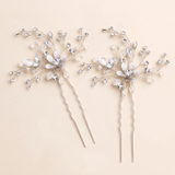 Anna Bridal Hair Pins Set of 2 – Crystal Floral Wedding Hair Pins Silver Bridal Hair Accessories