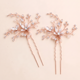 Anna Bridal Hair Pins Set of 2 – Crystal Floral Wedding Hair Pins Silver Bridal Hair Accessories