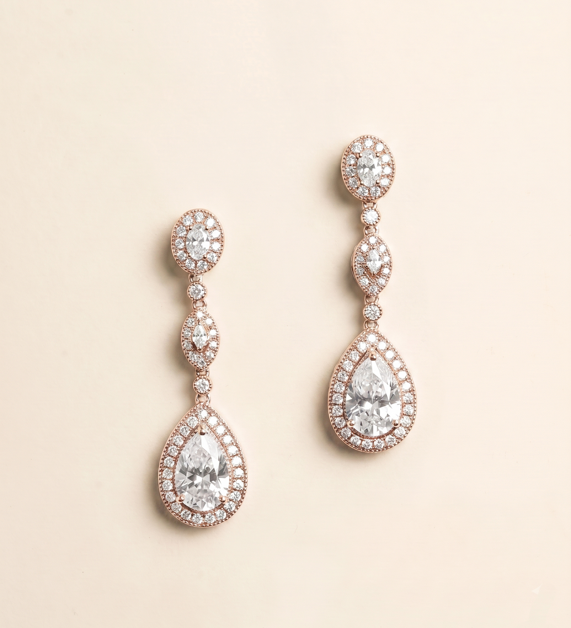 Annalise Bridal Earrings - Silver Pear Cubic Zirconia Statement Earrings