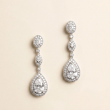 Annalise Bridal Earrings - Silver Pear Cubic Zirconia Statement Earrings
