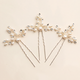 Aryana Bridal Hair Pins – Pearl & Crystal Wedding Hair Accessories (Set of 3)