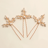 Aryana Bridal Hair Pins – Pearl & Crystal Wedding Hair Accessories (Set of 3)
