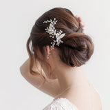 Celeste Pearl Leaf Rose Gold Wedding Clip