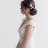 Celeste Pearl Leaf Rose Gold Wedding Clip