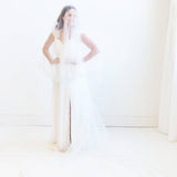 Two Layer Crystal Edge Wedding Veil with Blusher