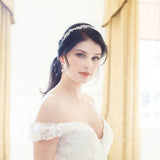 Karina Rose Gold Crystal Wedding Ribbon Vine Headband