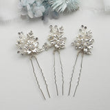 Celine Floral Hair Pins Set of 3 – Pearl & Crystal Wedding Hair Pins