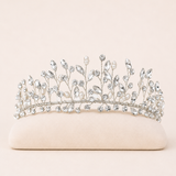 Bailey Crystal & Freshwater Pearl Bridal Tiara – Silver Wedding Crown