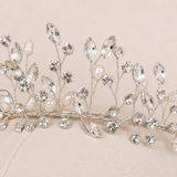 Bailey Crystal & Freshwater Pearl Bridal Tiara – Silver Wedding Crown