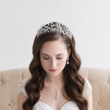 Bailey Crystal & Freshwater Pearl Bridal Tiara – Silver Wedding Crown