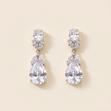 Bianca CZ Bridal Earrings – Oval & Teardrop Cubic Zirconia Wedding Drop Earrings