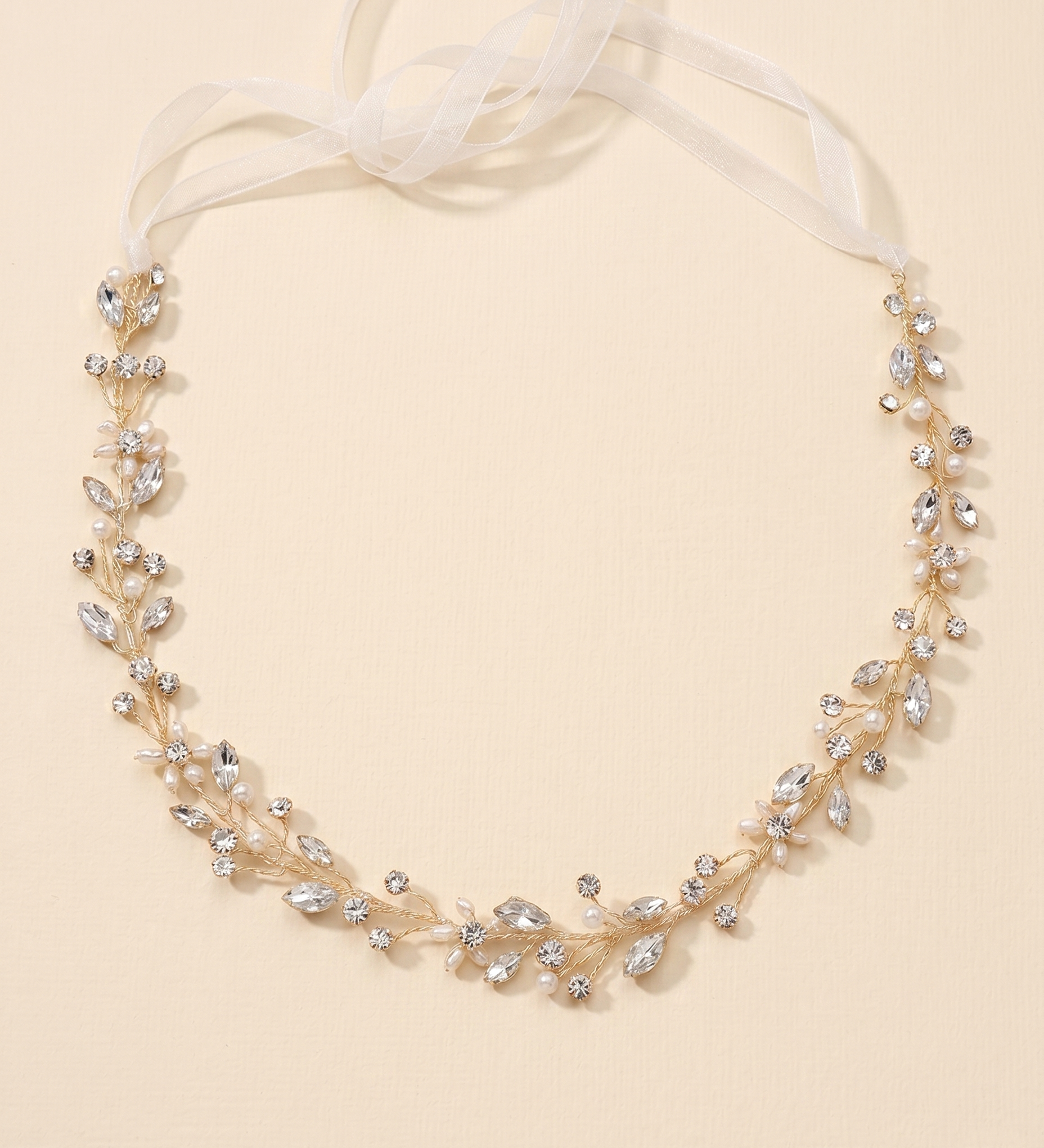 Blossom Crystal & Pearl Hair Vine – Bridal Hair Vine Wedding Headband Flexible Hair Accessory