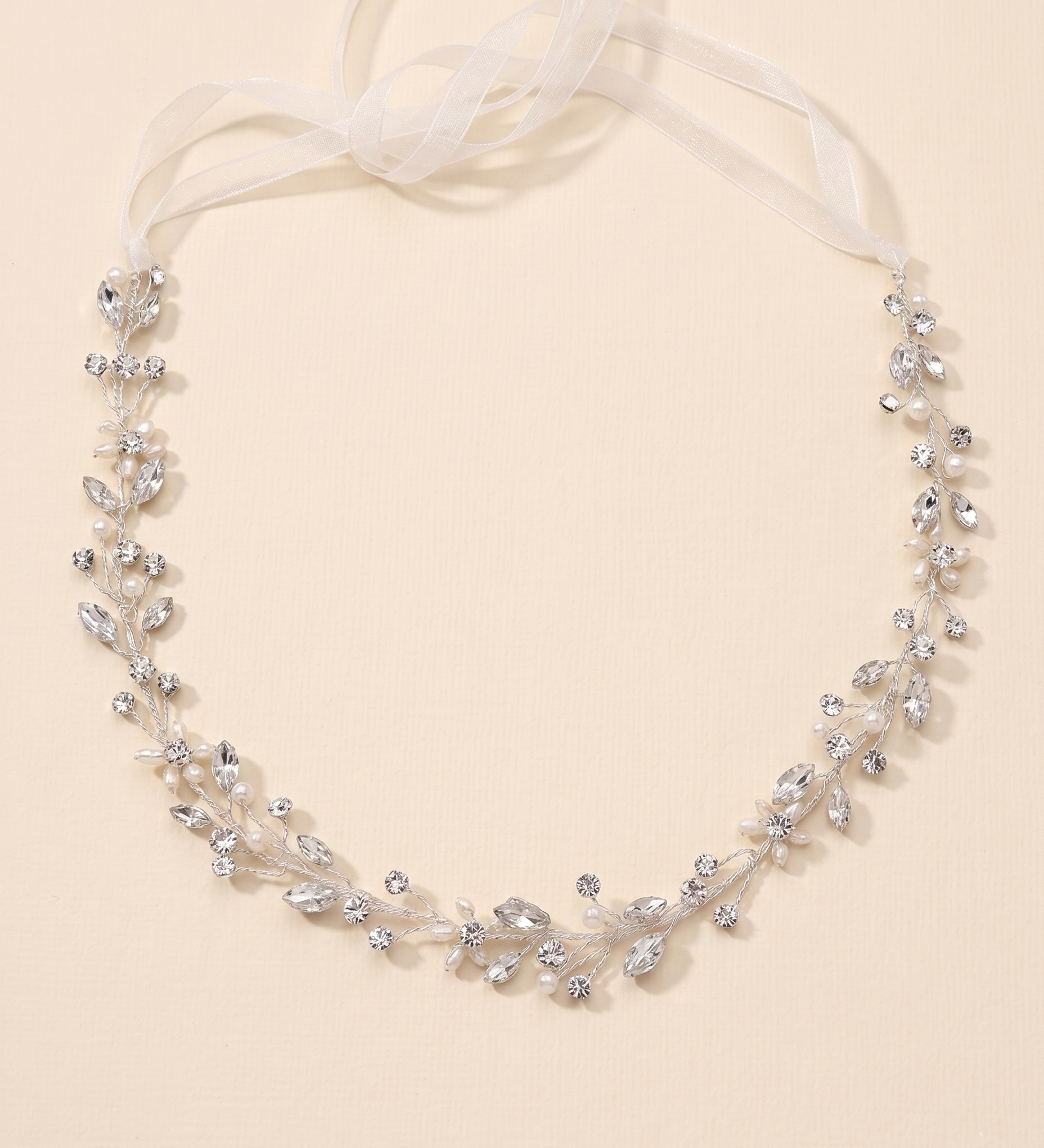 Blossom Crystal & Pearl Hair Vine – Bridal Hair Vine Wedding Headband Flexible Hair Accessory