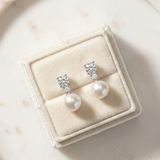 Brielle Pearl Earrings - Silver Cubic Zirconia and Pearl Bridal Earrings