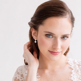 Brielle Pearl Earrings - Silver Cubic Zirconia and Pearl Bridal Earrings