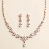 Camilla Cascading Teardrop CZ Wedding Rose Gold Jewelry Set