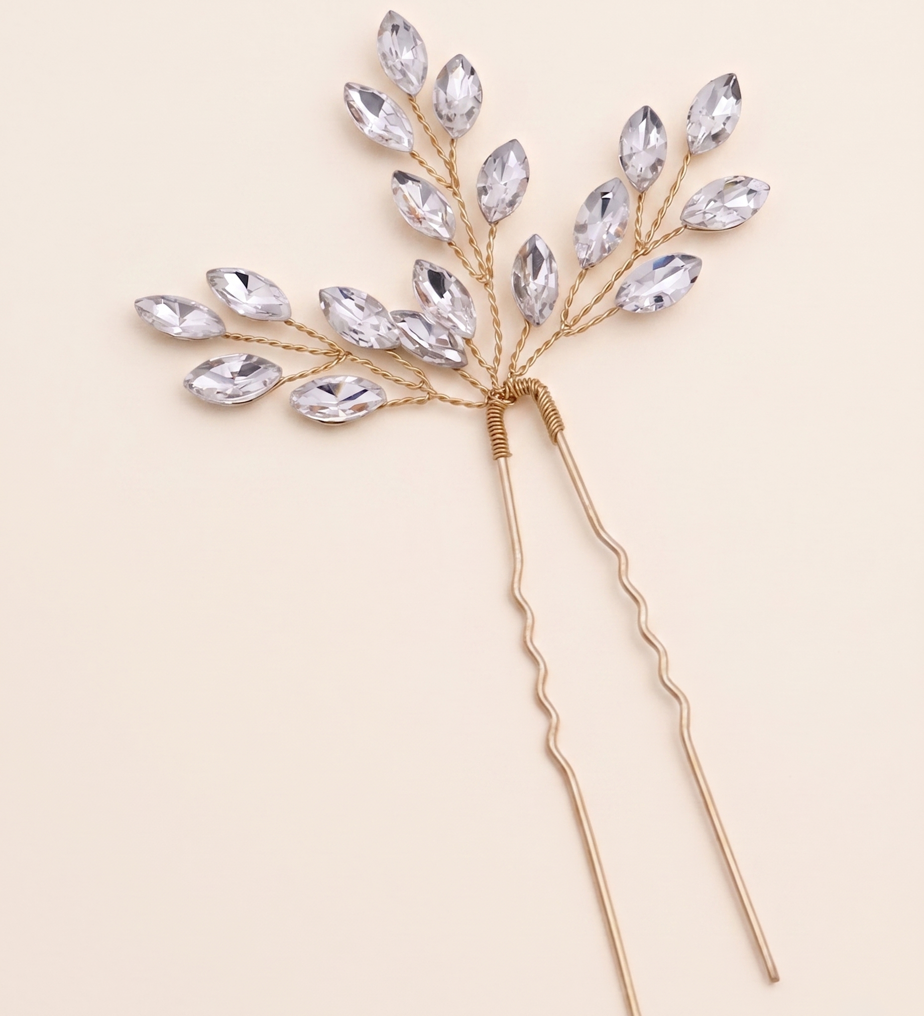 Candace Bridal Hair Pin Set of 2 – Crystal Leaf Wedding Hair Pins Silver Bridal Hair Accessories