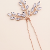 Candace Bridal Hair Pin Set of 2 – Crystal Leaf Wedding Hair Pins Silver Bridal Hair Accessories