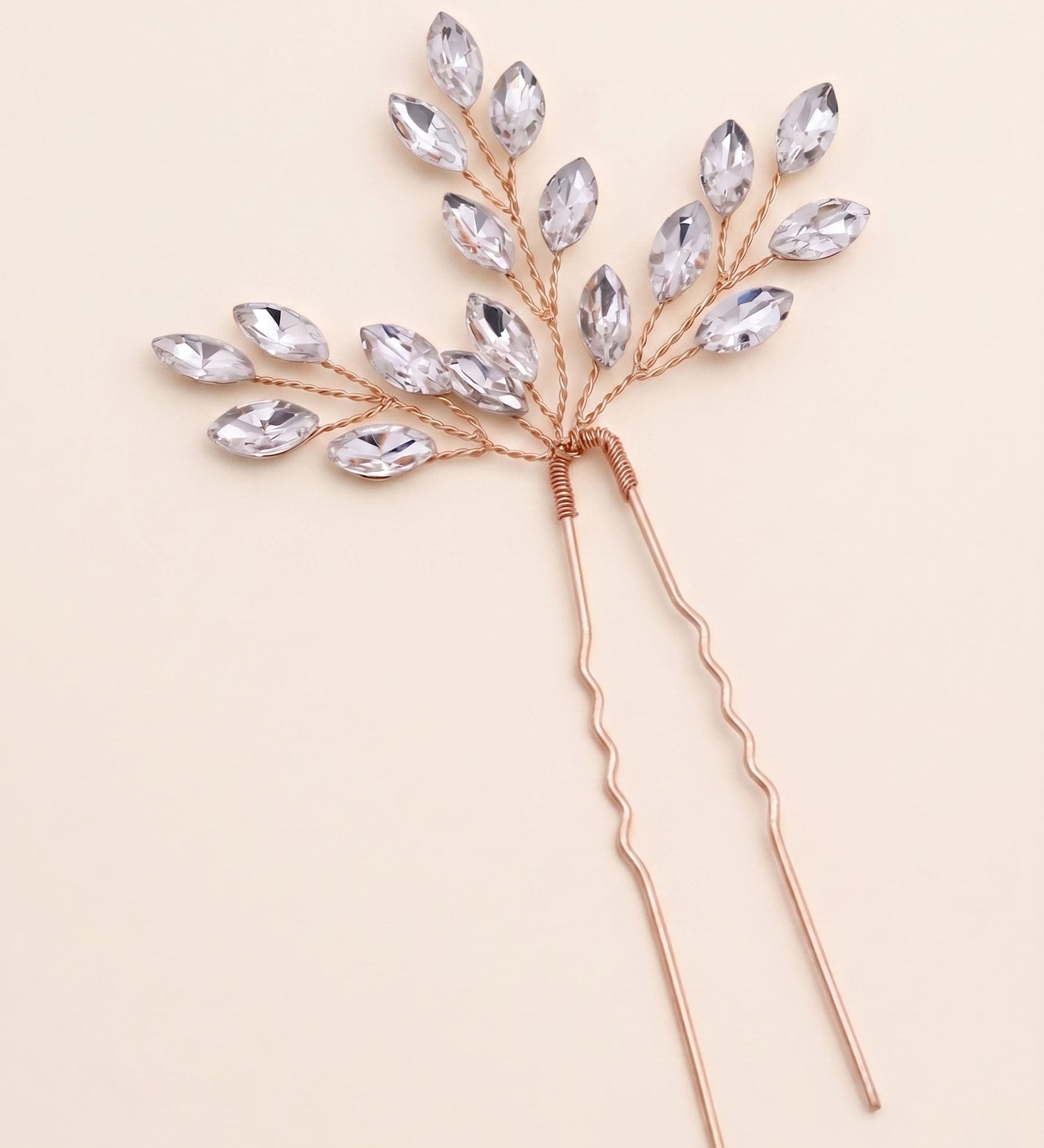Candace Bridal Hair Pin Set of 2 – Crystal Leaf Wedding Hair Pins Silver Bridal Hair Accessories