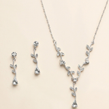 Carla Crystal Vine Bridal Jewelry Set – CZ Necklace & Drop Earrings