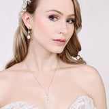 Mandy Pearl Jewelry Set – Pearl and Cubic Zirconia Bridal Necklace and Earrings Set