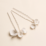 Angie Porcelain Flower Hair Pin Set - Bridal Hair Pins Set of 2