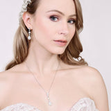 Mandy CZ & Pearl Bridal Earrings - Pearl Wedding Drop Earrings