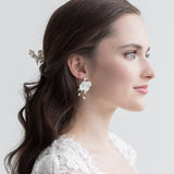 Joan Flower Bridal Earrings - Handmade Clay Flower & Pearl Wedding Earrings