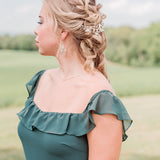 Elianna Hair Vine – Crystal Bridal Headpiece Leaf Wedding Hair Vine Ribbon Headband