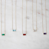 Gold Birthstone Necklace – Minimalist Dainty Gemstone Jewelry Gift For Her