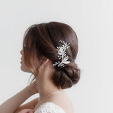 Celeste Pearl Leaf Rose Gold Wedding Clip