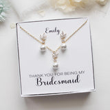 Eve Pearl Bridesmaid Jewelry Set on Personalized Name Card
