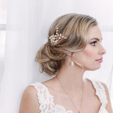 Petals Rose Gold Crystal and Pearl Hair Comb