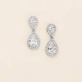 a pair of diamond earrings on a white background