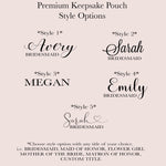 a collection of text styles and names, likely representing different styles of bridesmaid dresses or bridesmaid titles.